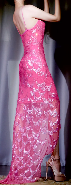 ✨Girlhomeshops-Hot Pink Scale Sequin Spaghetti Strap Irregular Mermaid Cocktail Dress gh10022