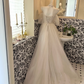 Ivory Spaghetti Strap Off-the-Shoulder Waist-Cinched Full Flared Skirt Long Romantic Dress, Wedding Gown gh7643