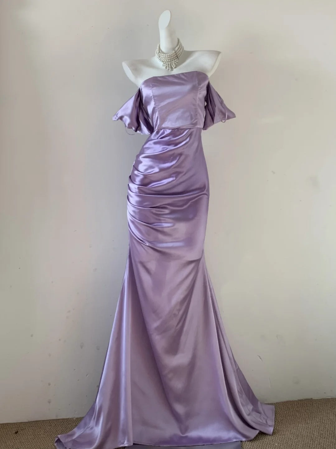 Robe de soirée longue en satin violet, simple et à la mode, sans bretelles, à une épaule, élégante, longueur au sol, robe de bal, robe de bal gh3726
