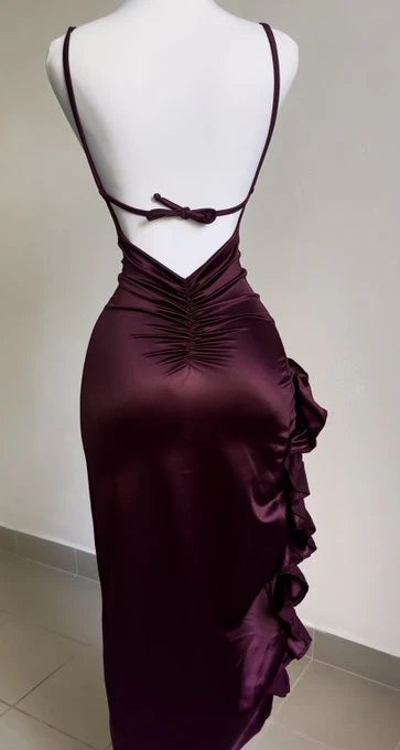 Lila Fashion Chic Hosenträger Lange Elegante Sexy Bodycon Ballkleid Abendkleid Mode Party Kleid gh3449