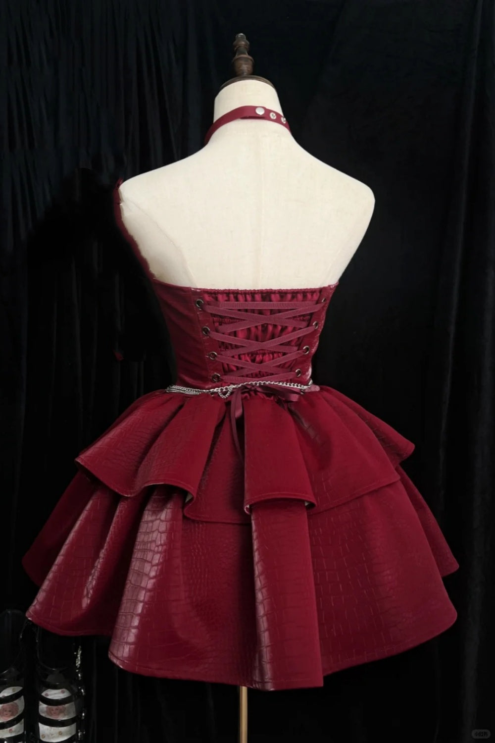 girlhomeshops-Schwarz/Rot Kurzes Homecoming-Kleid Halloween-Partykleid Halloween-Kostüm-Outfit Halloween gh5771