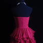 girlhomeshops-Fuchsia Chiffon Ärmelloses bodenlanges gestuftes Rüschen-Abendkleid gh6304