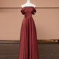 Robe de soirée longue en satin marron et rouge, élégante et tendance, gh4874