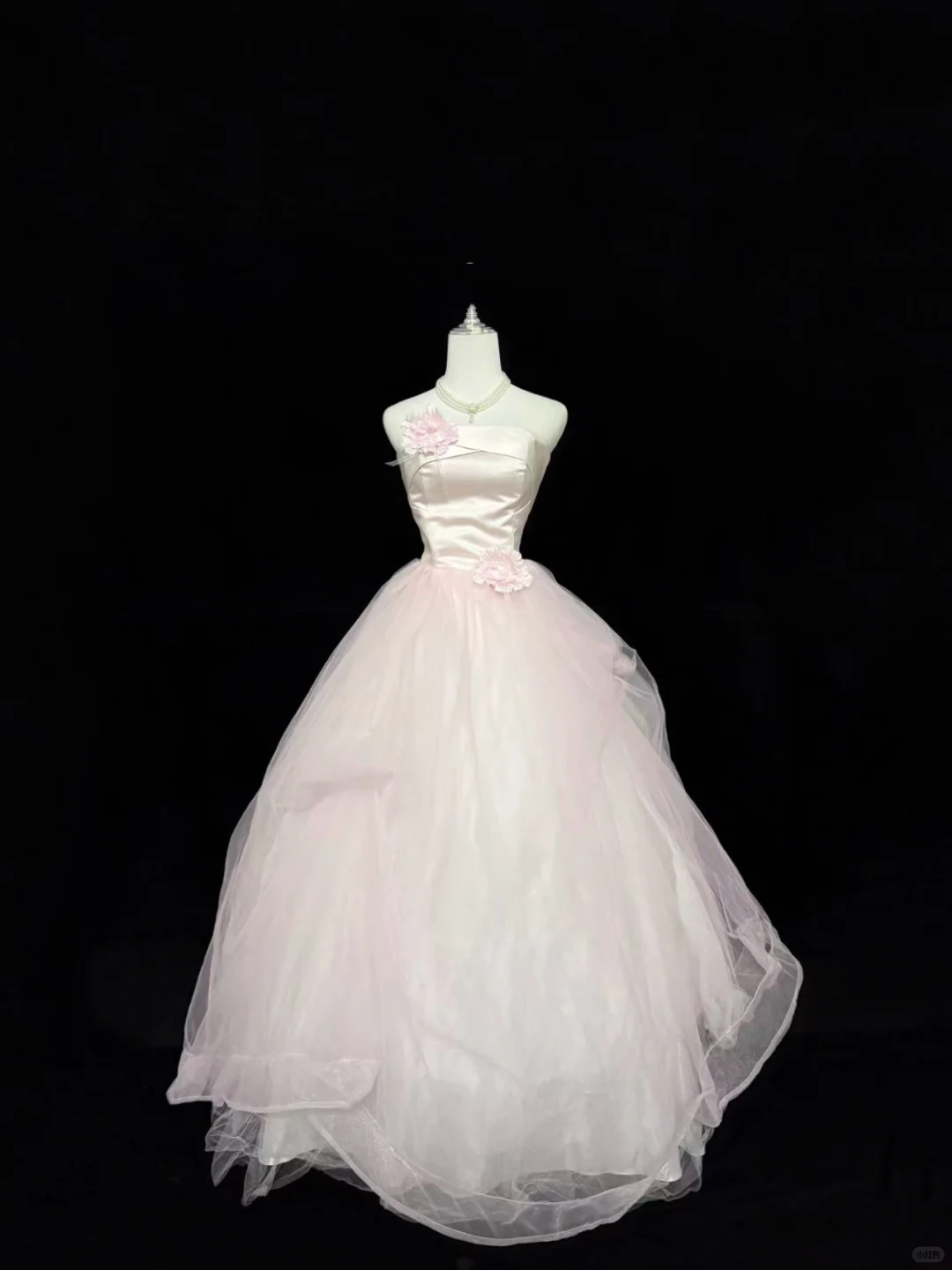 Blush Pink Strapless Cinched Waist Voluminous Princess Skirt Romantic Dress, Wedding Gown gh7868