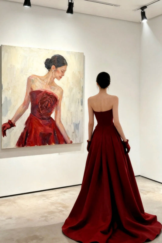 girlhomeshops- Red Long Sleeve Off-The-Shoulder Bodycon Satin Floor-Length Ball Gown Prom Dress gh5962