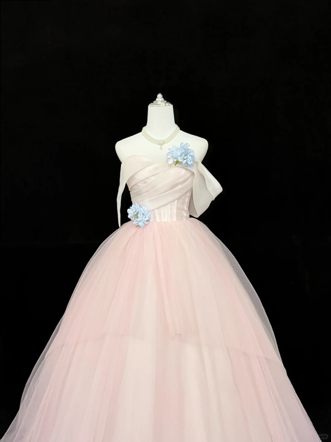 Blush Pink Strapless Simple Cinched Waist Voluminous Princess Skirt Long Romantic Dress, Wedding Gown gh7916