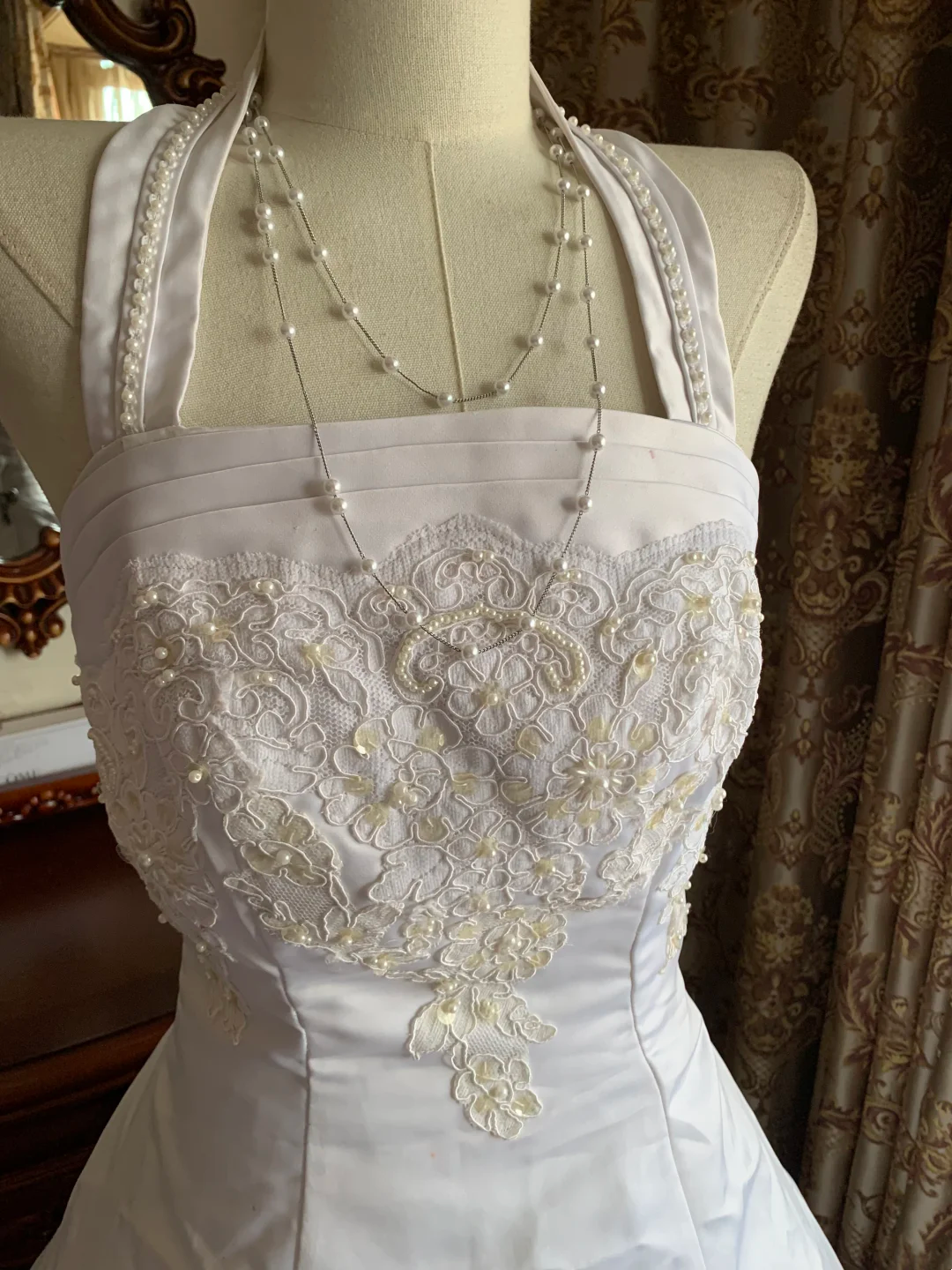 White Halter Waist-Cinched Voluminous Skirt Prom Gown, Evening Formal Dress, Graduation Gown gh7237
