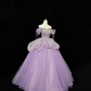 Lavender Off-the-Shoulder Rhinestone Cinched Waist Voluminous Skirt Long Romantic Dress, Wedding Gown gh7833