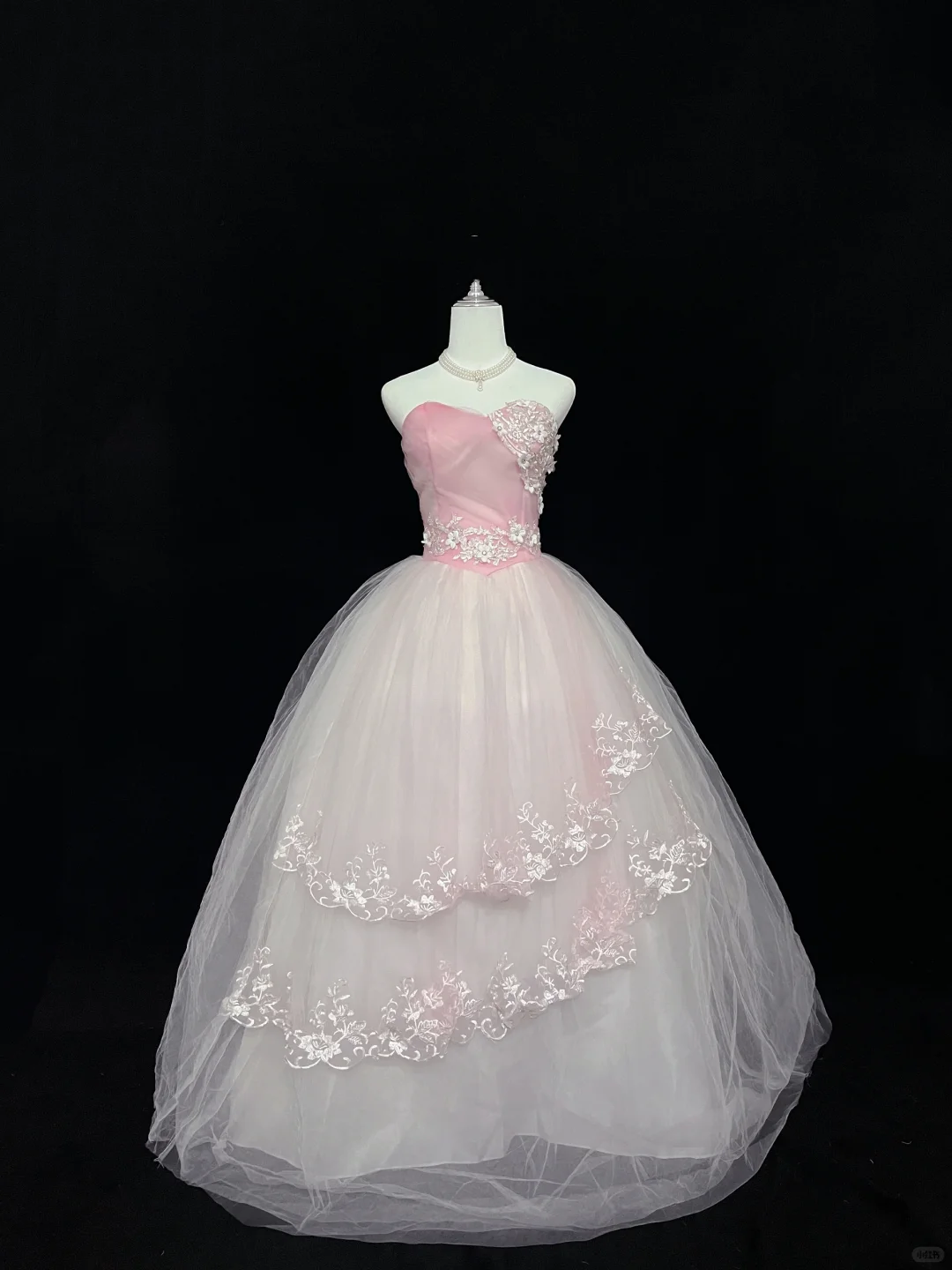 Blush Pink Strapless Embroidered Cinched Waist Voluminous Princess Skirt Long Romantic Dress, Wedding Gown gh8052