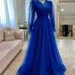 Robe de soirée longue en tulle rose de haute qualité, simple et élégante, à manches longues, robe de bal, robe de mariée, robe d'invitée, robe de gala Gh2215