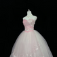 Blush Pink Strapless Embroidered Cinched Waist Voluminous Princess Skirt Long Romantic Dress, Wedding Gown gh8052