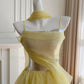 Yellow Silver FuturisticFlowing Long Chiffon Ball Gown Party Dress gh4404