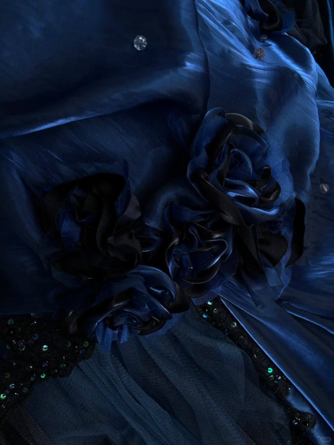 Dark Blue Strapless Fitted Waist Voluminous Tiered Cake Skirt Prom Gown & Evening Gown gh7348
