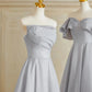 Silver Gray Elegant Fashion Long Satin Ball Gown Evening Dress Party Dress Bridesmaid Dresses Prom Dress gh3997