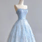 Girlhomeshops – Hellblaues, bodenlanges, feenhaftes Organza-Tüll-Ballkleid, Hochzeitskleid gh5487