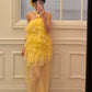 Gelbes Strandurlaubskleid, Partykleid, Chiffonkleid gh6634