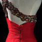 girlhomeshops-Glamouröses, glänzendes, rotes Ballkleid mit einer Schulter und Kristallen, gh5849