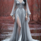 girlhomeshops-Langarm Tüll Bodenlang Schleppe Retro Elegant Ballkleid Abendkleid gh5943