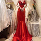 Robe de bal longue en satin rouge vintage à fleurs, robe de soirée d'anniversaire, gh4413