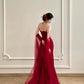 Burgunderrot, elegant, schlicht, lang, Satin, bodenlang, Ballkleid, Abendkleid, Ballkleid, gh4361