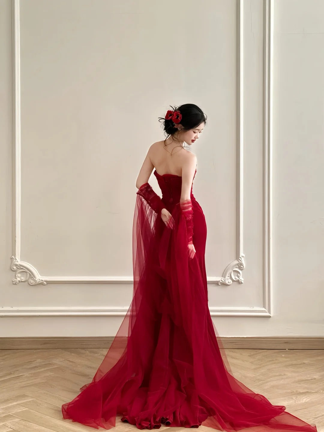 Burgunderrot, elegant, schlicht, lang, Satin, bodenlang, Ballkleid, Abendkleid, Ballkleid, gh4361