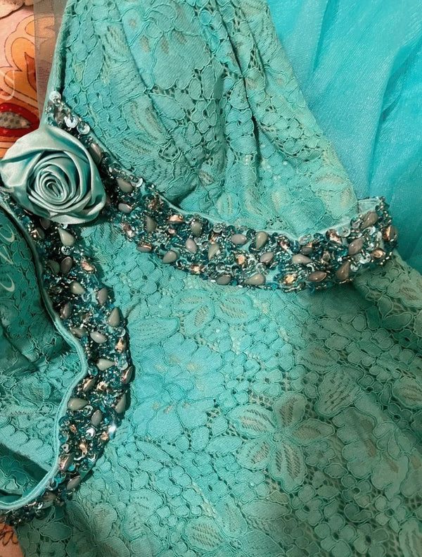 Robe de soirée sirène longue en mousseline de soie et dentelle, rose, perlée, magnifique, gh4443