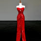 Girlhomeshops - Robe de soirée longue rouge sexy à bretelles et paillettes, élégante, gh5123