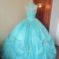 Girlhomeshops - Robe de bal longue en tulle vert menthe à paillettes et perles florales, longueur au sol, gh5300