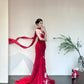 Red Elegant Delicate Floral Fashion Elegant Long Satin Tulle Mermaid Slim Fit Floor Length Trailing Ball Gown Evening Gown Prom Gown gh3733