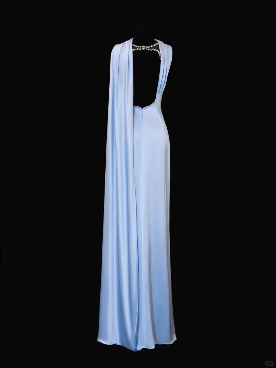 Girlhomeshops - Robe de soirée longue en satin bleu à perles exquises, robe de bal, robe de soirée, gh5379