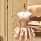 Girlhomeshops-Pink short satin tulle homecoming dress birthday party dress eighth grade dress gh5293