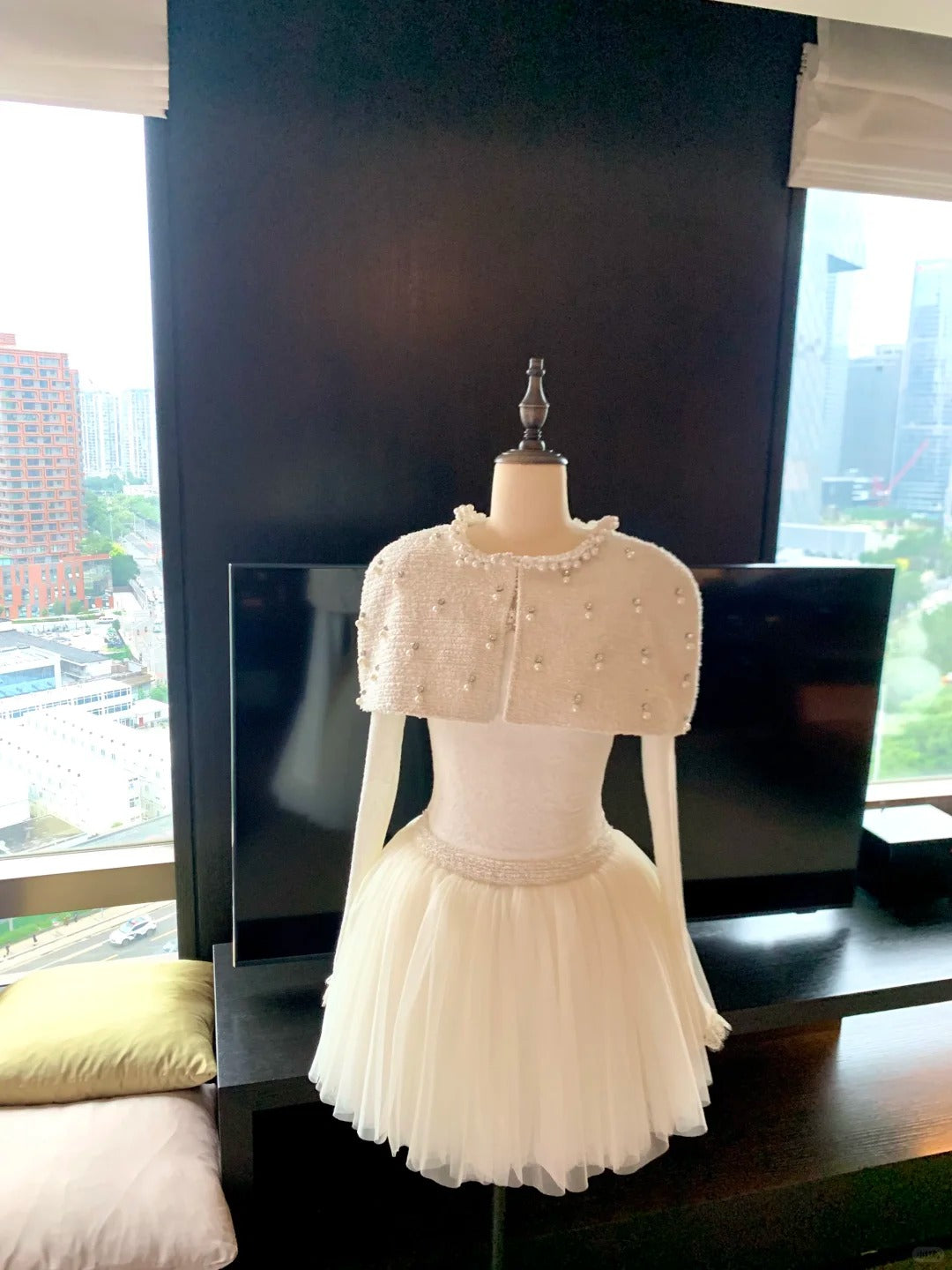 Girlhomeshops - Robe de princesse courte blanche en mousseline de soie, robe de soirée d'anniversaire, robe de huitième année, jupe de ballet petite princesse française gh5296