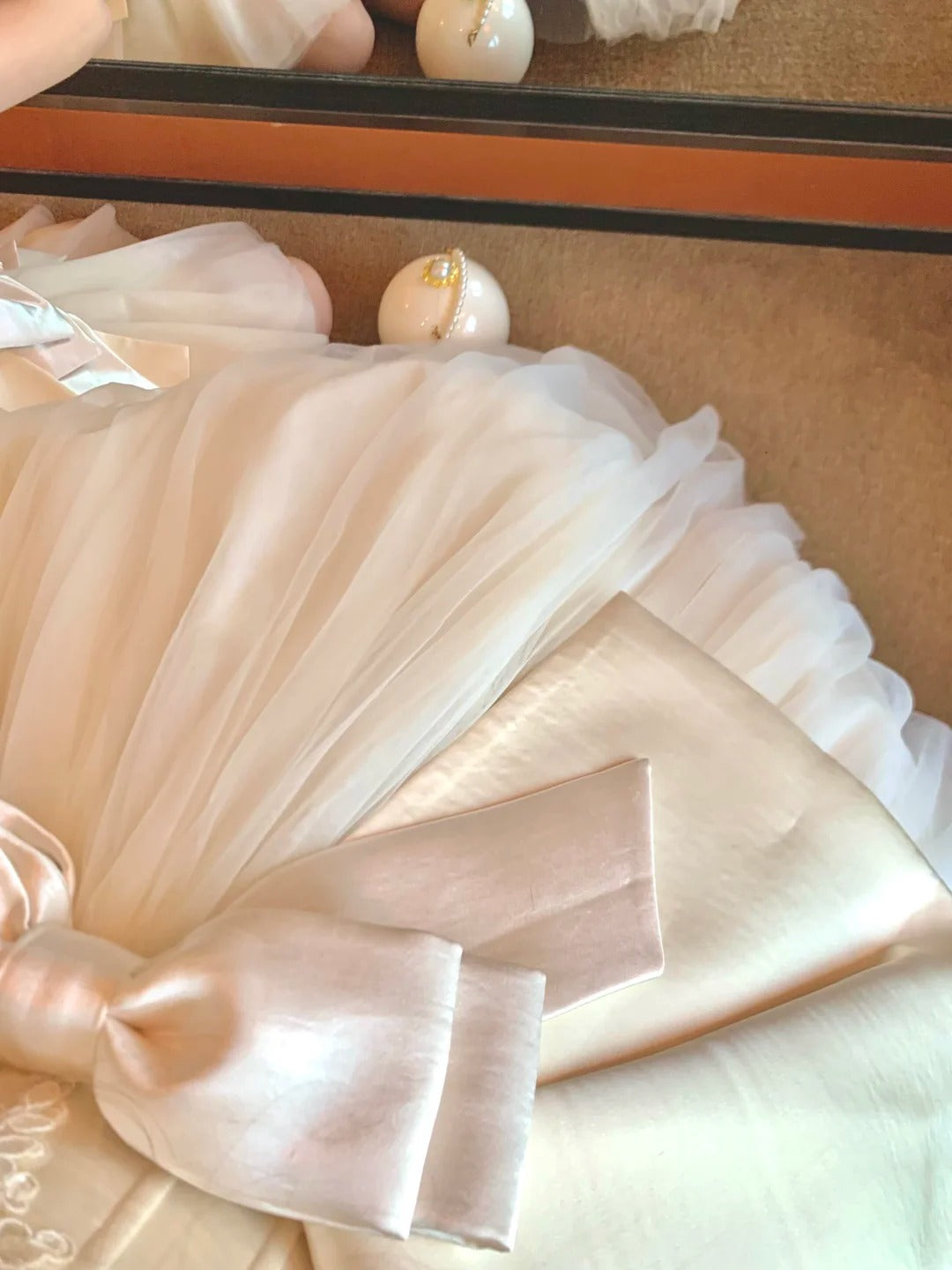 Girlhomeshops - Robe courte en tulle satiné avec nœud blanc, robe de soirée d'anniversaire, robe de huitième année gh5292