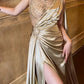 girlhomeshops-Hochgeschlitztes, vergoldetes One-Shoulder-Kleid, glänzende Perlen entfesseln sexy Charme gh5897