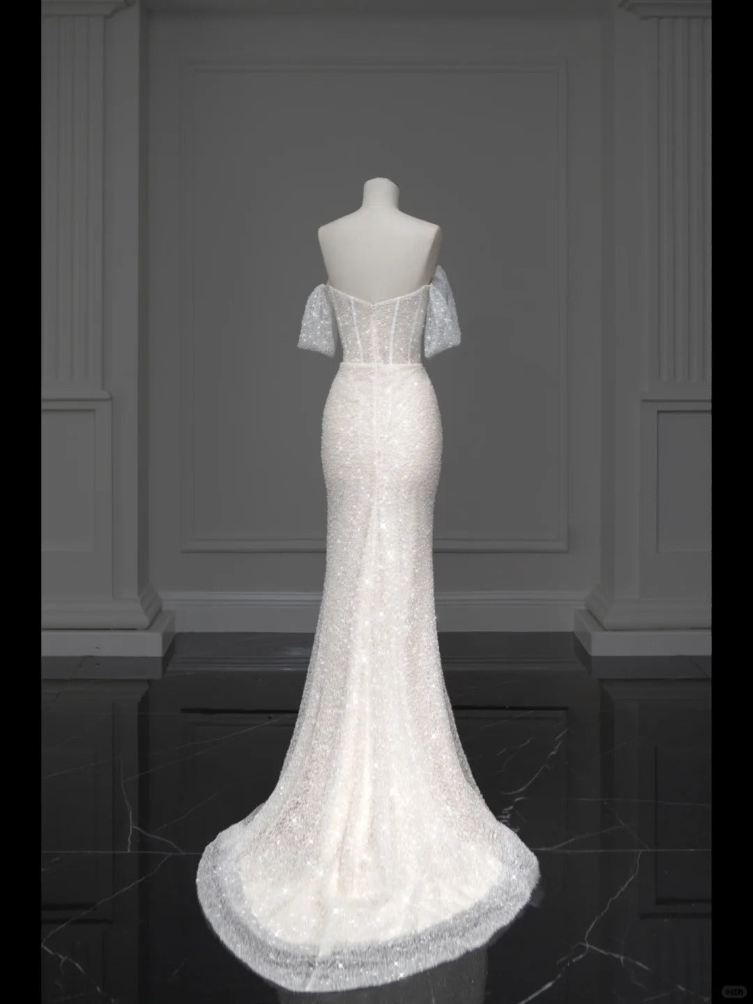 ✨Girlhomeshops-White Sparkling Elegant Mermaid Long Tulle Slimming Prom dress Evening Dress Party Dress gh4991