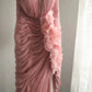 Robe de soirée longue en tulle rose élégante et unique, coupe en biais, plissée irrégulière, en queue de poisson, pour dîner, mariage, cérémonie, anniversaire, gh4079
