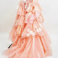 Girlhomeshops-Blue/Pink Floral Fashion Gorgeous Elegant Long Tiered Tulle Ball Gown gh5323