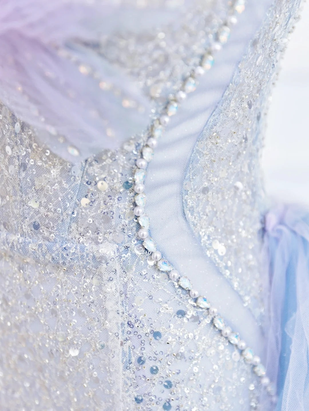 🦋Blue Butterfly Gorgeous Shiny Elegant Sequined Long Mermaid Tulle Ball Gown Evening Dress gh4272