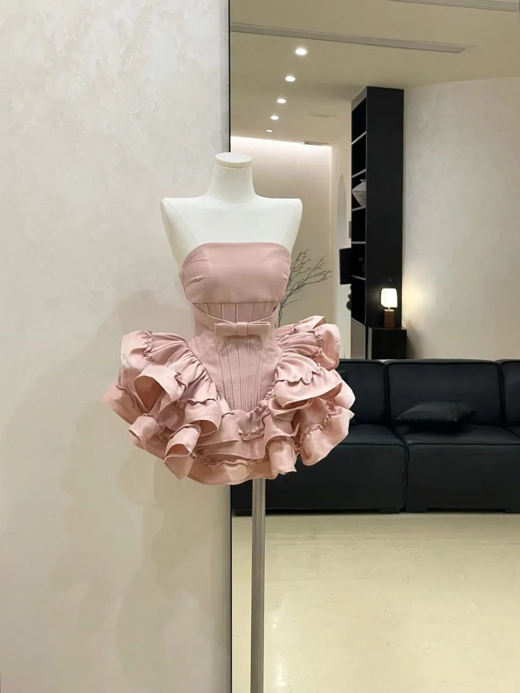 Rosa/Schwarzes Homecoming-Kleid, kurzes Satin-Ballkleid, Abendkleid, Geburtstagskleid, gh4525