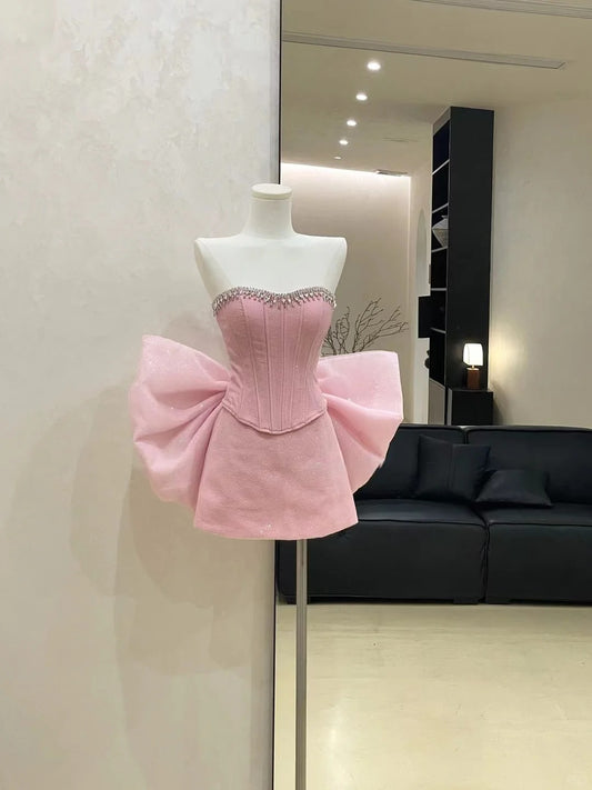 Robe de soirée courte rose pour fille, robe de bal, robe d'anniversaire, gh4536