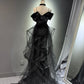 Girlhomeshops - Robe de soirée longue noire brillante et élégante en tulle pailleté, robe de bal, robe de remise de diplôme, gh5107