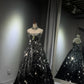 Girlhomeshops – Langes, schimmerndes Ballkleid aus Tüll mit Pailletten und schwarzem Silberverlauf, gh5109