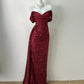 Burgundy Simple Fashionable Elegant Long Sequined Floor-length Sexy Slit Ball Gown Evening Gown Prom Gown gh3728