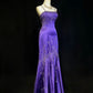 Purple Gorgeous Vintage God Shining Elegant Exquisite Rhinestone Beaded Satin Long Floor Length Slim Fairy Ball Gown Evening Dress Party Dress Prom Dress gh3853