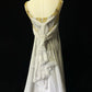 White Vintage Ancient Greek Goddess Gorgeous Sparkling Elegant Exquisite Gold Rhinestone Beads Tulle Long Mermaid Floor Length Trail Slim Fairy Ball Gown Evening Gown Party Dress Prom Gown gh3852