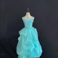Lake Blue Spaghetti Strap Romantic Gown, Cinched Waist, Elegant Slimming Design, Wedding Dress & Bridal Gown gh8221