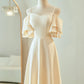 Champagne Elegant Fashion Long Floor Length Satin Bridesmaid Dresses Ball Gown Evening Gown Wedding Guest Party Gown Wedding Mother of the Wedding Dress gh4001