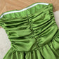 Robe de soirée courte en satin vert, jolie robe tube, robe de fête d'anniversaire, petite robe de vacances gh3944