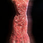 Robe de soirée longue en tulle et dentelle rose gh6851