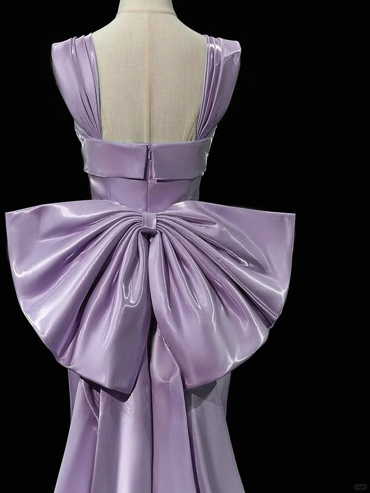 Girlhomeshops-Lila Kleid Elegantes Kleid Satinkleid Langes Kleid Formales Ballkleid Ballkleid Anmutiges Kleid gh5308